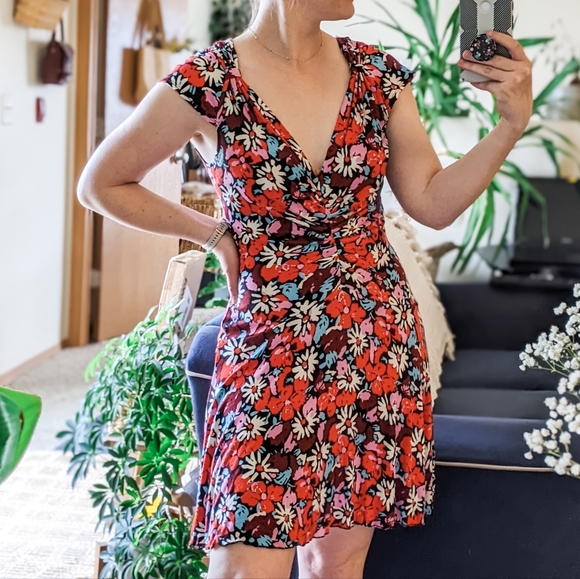 Free People Dresses & Skirts - Free People Key to Your Heart Floral Flare Mini Dress
